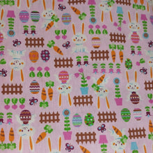 Cargar imagen en el visor de la galería, Conejos y zanahorias de pascuas fondo rosa