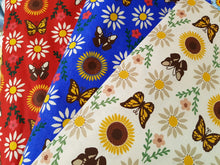 Cargar imagen en el visor de la galería, Mariposas y girasoles fondo rojo