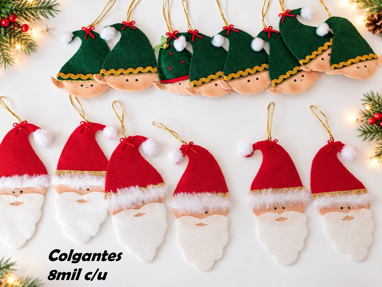 Globos, pinos, duendes y angelitos para el árbol de navidad