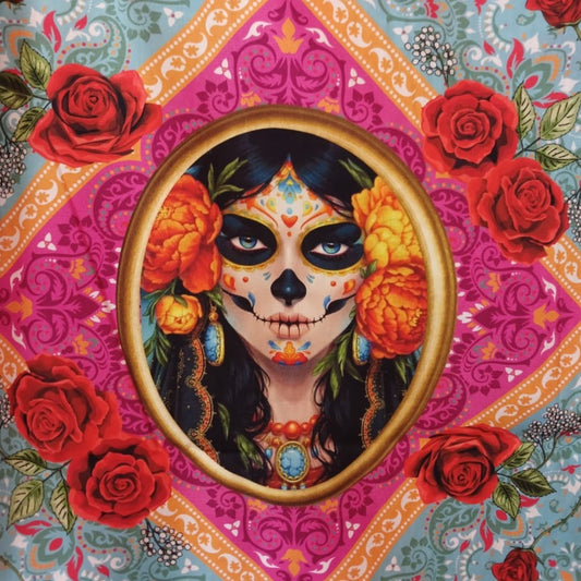 Muñeca mejicana turquesa y rosa