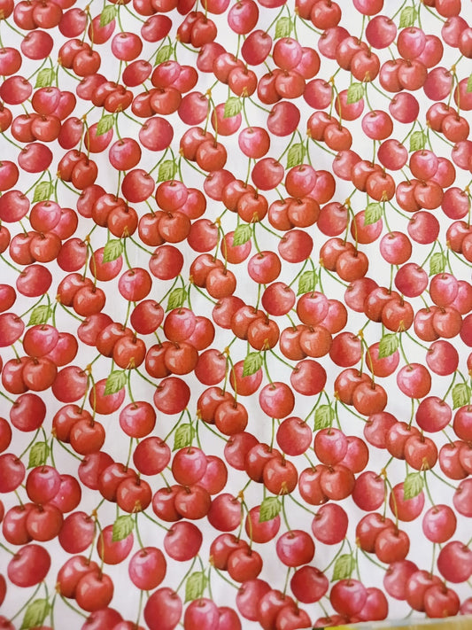 Cerezas con hojitas cuadrille durazno