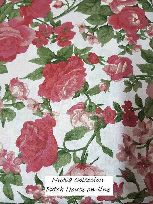 Floreada rosas rojas fondo blanco