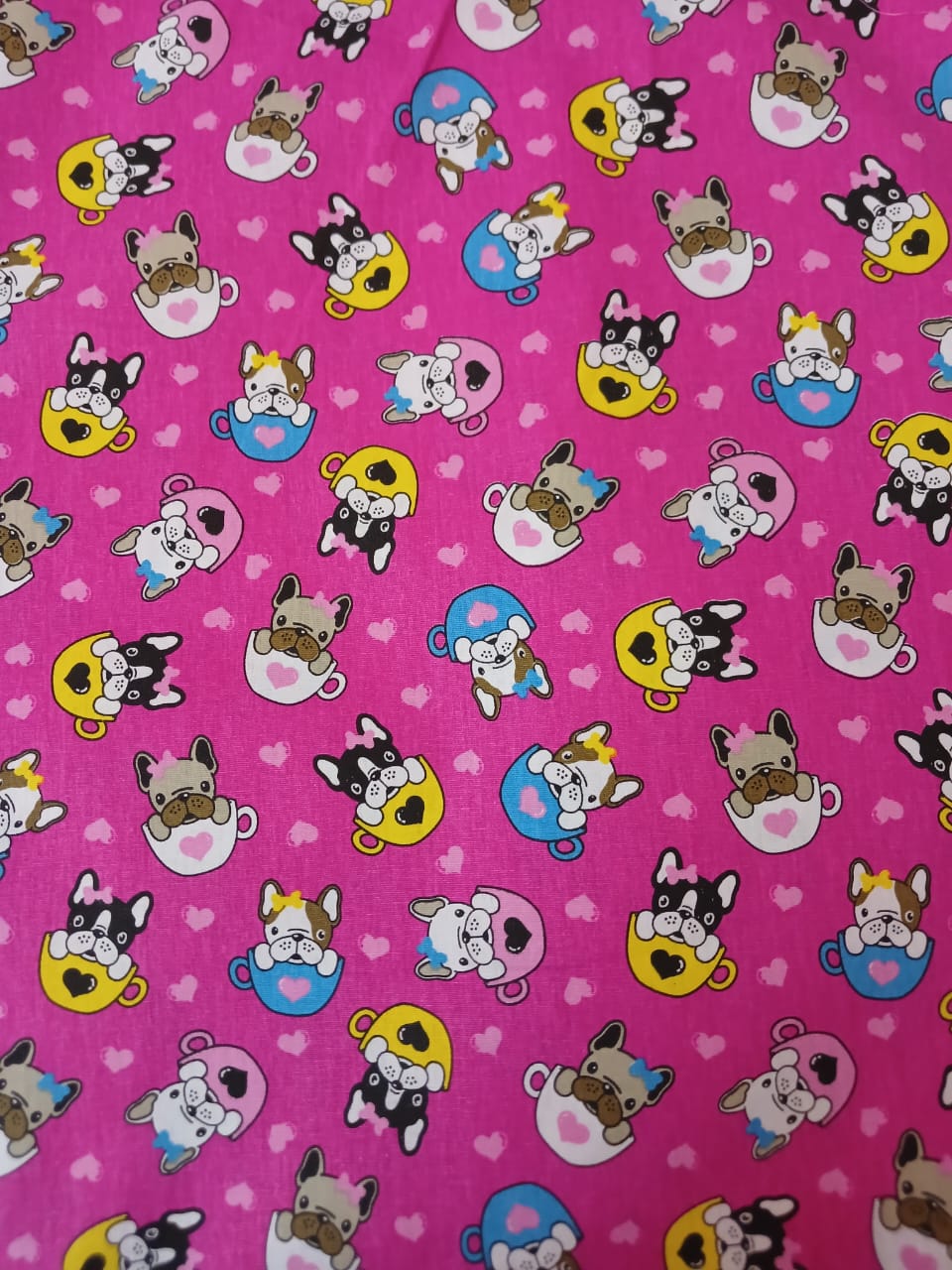 Perros Frenchie fondo rosa
