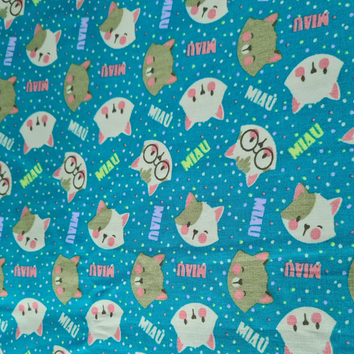Gatos miau fondo turquesa