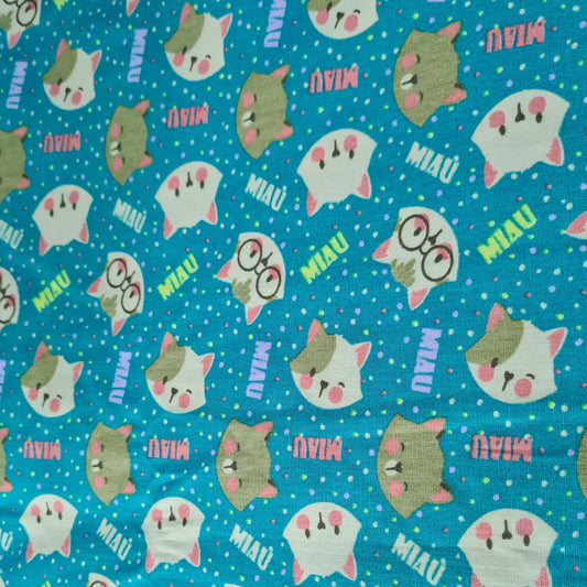 Gatos miau fondo turquesa