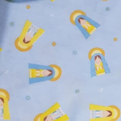 Virgencita, fondo celeste