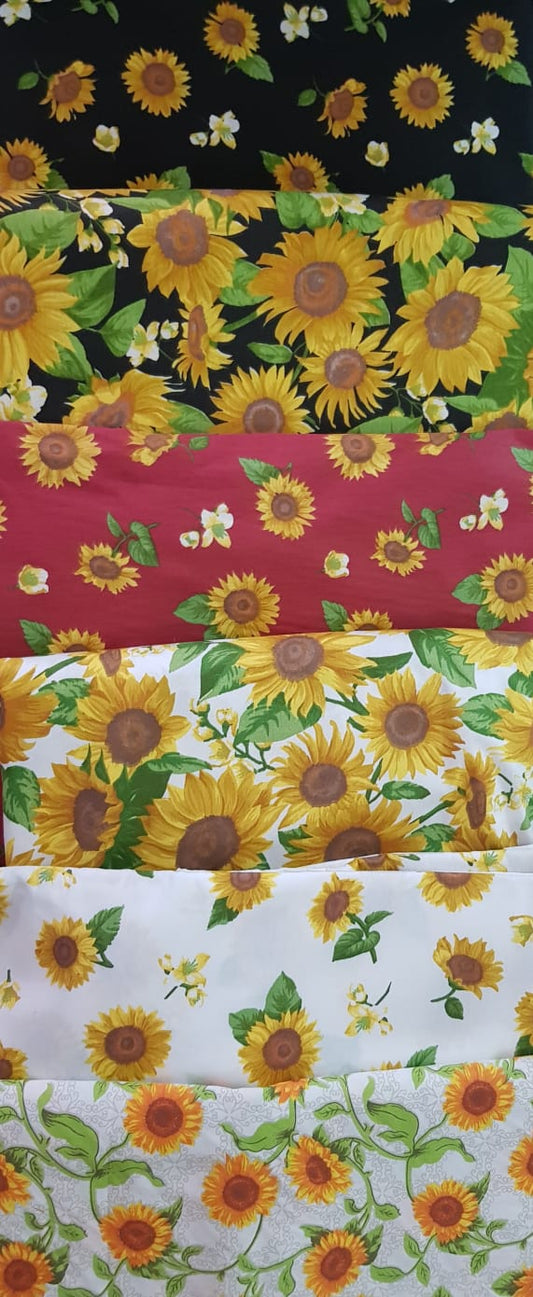 Girasoles flores pequeñas fondo bordó