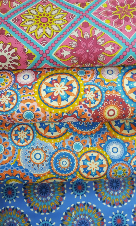 Mandala naranja con turquesa