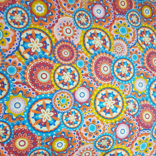 Mandala naranja con turquesa