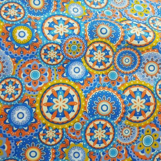 Mandala amarillo con turquesa