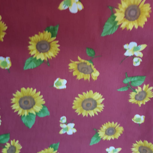 Girasoles flores pequeñas fondo bordó