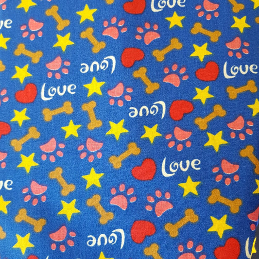 Love Pets huesitos fondo azul perritos