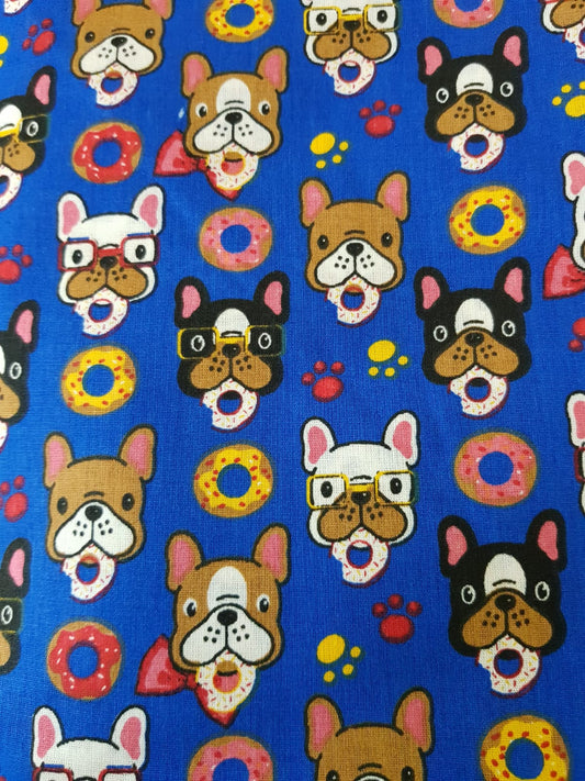 Perros frenchies fondo azul