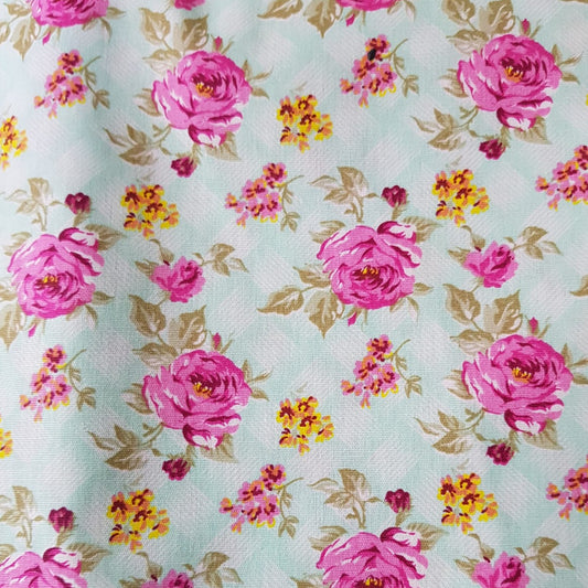 Floreada rosas pink fondo celeste