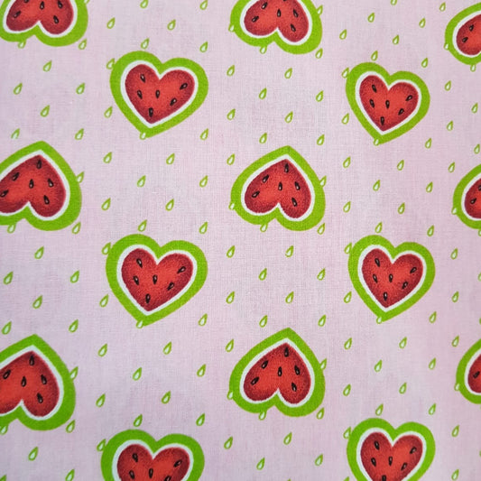 Frutales Corazones sandia fondo rosa