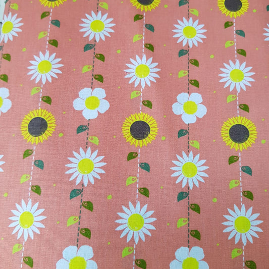 Girasol y margaritas fondo salmón