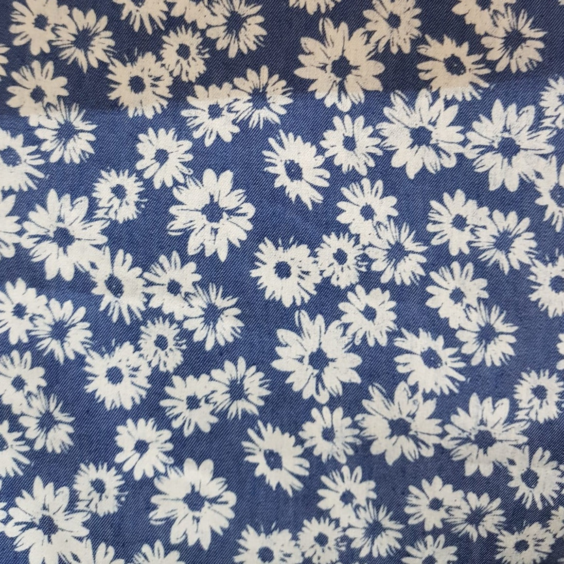 Flores blancas sobre azul