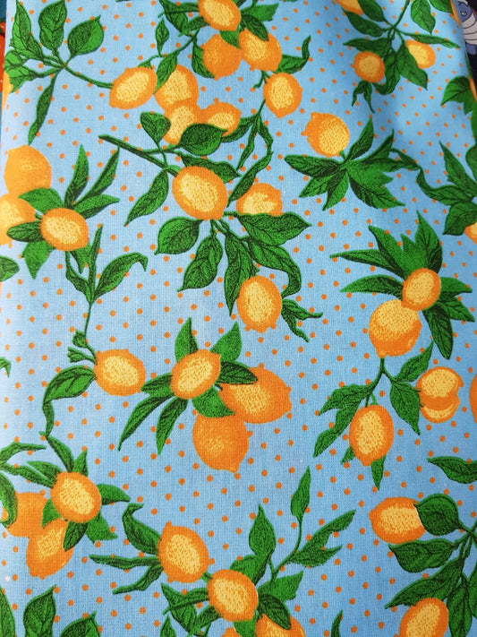 Frutales limones fondo celeste